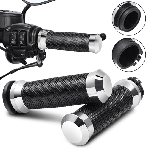 Motorcycle Hand Grips Handlebar Grips Cable Throttle Fit for Harley ’02-’17 VRSC, ’96-Later XL, ’08-’13 XR, ’96-’17 Dyna (Except FXDLS), ’96-’07 Touring - color: Chorme