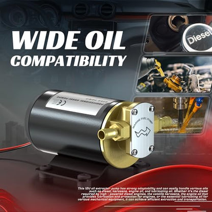 12V Oil Transfer Pump, 3.2GPM Gear Oil Pump, Lubricant Diesel Engine Scavenge Oil Extractor Pump, Portable Oil Suction Pump Self Priming for Marine Machinery Oil Change Pump