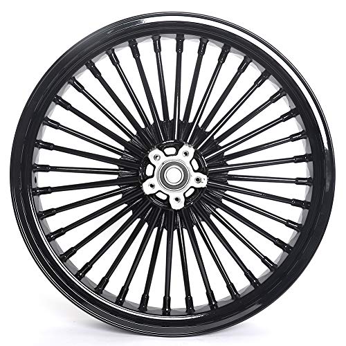 TOFR 21x3.5 17x6.0 Fat Spoke Wheels Black For Harley Softail FatBoy 07-17 - color: 21x3.5 17x6.0 Black, size: Softail FatBoy 2007-2017