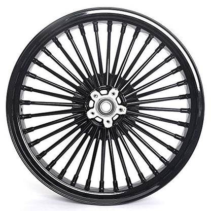 TOFR 21x3.5 17x6.0 Fat Spoke Wheels Black For Harley Softail FatBoy 07-17 - color: 21x3.5 17x6.0 Black, size: Softail FatBoy 2007-2017