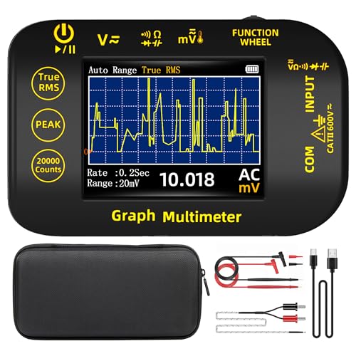 BSIDE 20000 Counts Digital Multimeter Date Recorder, 1uV/1000V Photovoltaic/Miners Voltmeter Tester, TRMS with Rechargeable, Measures Capacitance Diode MAX/MIN/PEAK Voltage Temperature Ohm Continuity - color: S450
