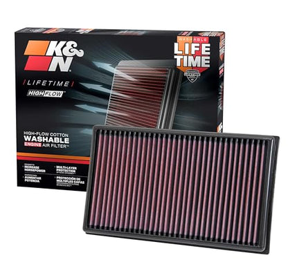 K&N High-Flow Original Lifetime Engine Air Filter: Increase Power: Premium, Washable: Compatible with 2012-2026 AUDI: A1, A3, Q2, Q3, TT, 33-3005
