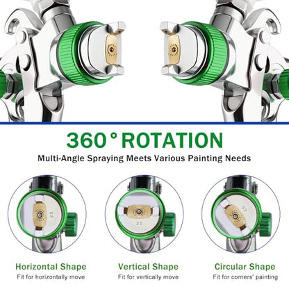 HVLP Paint Gun w/20pcs 600ml Disposable Paint Cups & 4 Nozzles,Adapter - color: Green