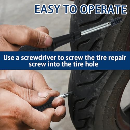 60 Pack Rubber Tire Repair Nails,Premium Spiral Screw-in Tire Plugs with 2 Sizes,Quick self-service flat tire puncture repair kit for car Emergency Self-Fix Tool Compatible with Car Motorcycle Jeep