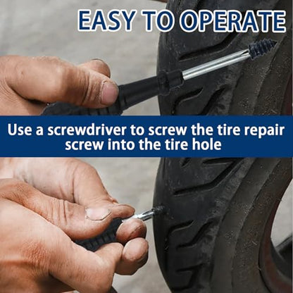 60 Pack Rubber Tire Repair Nails,Premium Spiral Screw-in Tire Plugs with 2 Sizes,Quick self-service flat tire puncture repair kit for car Emergency Self-Fix Tool Compatible with Car Motorcycle Jeep