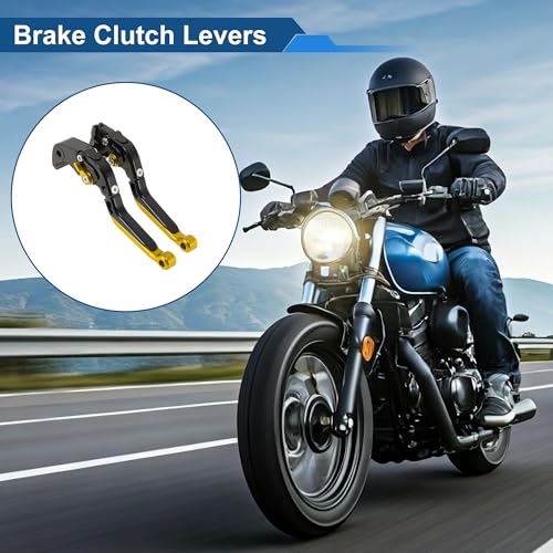 Brake Clutch Levers for Kawasaki ZX636R 00-04 Black Gold Tone - color: Black Handle Gold Tone End
