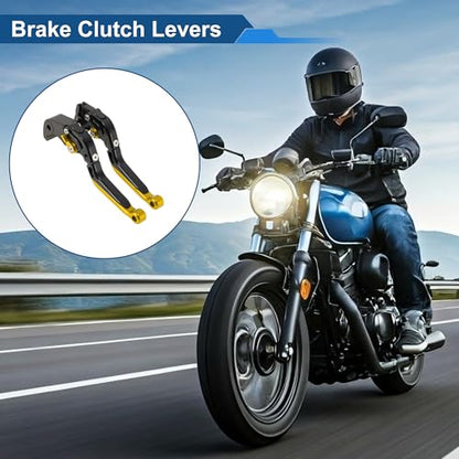 Brake Clutch Levers for Kawasaki ZX636R 00-04 Black Gold Tone - color: Black Handle Gold Tone End