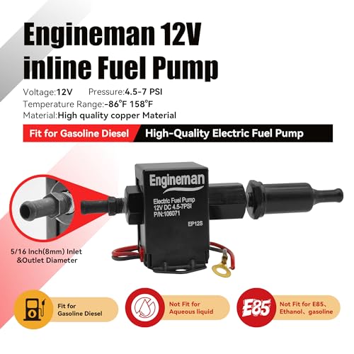 Universal Electric Fuel Pump Kit 12V 4.5-7psi Low Pressure Electric Fuel Pump With Installation Kit For Carburetor Gasoline or Diesel Engine EP12S - size: EP12S 4.5-7 PSI