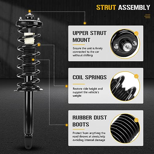 Rear Complete Strut Assembly Shock Absorber Fit for Honda Accord 2008 2009 2010 2011 2012 with Coil Spring, 172563, 2PCS