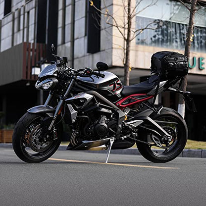 Rhinowalk Motorcycle Tail Bag Expandable Motorcycle Travel Luggage 26L Waterproof All Weather/Trunk/Rack Bag with Sissy Bar Straps-Black - size: Black 19-26L