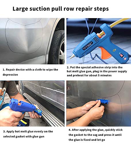 U/D Dent Repair Kit - 2 in 1 Dent Puller Paintless Dent Repair with T-bar Dent Removal Kit,22 Glue Puller,2 Stainless Steel Grooves,2 Short Puller Lines and 2 Long Puller Lines