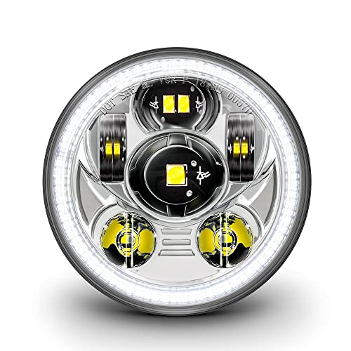 TRUE MODS 5.75 Inch LED Headlight for Harley Davidson Halo DRL Round - color: Chrome, size: HALO