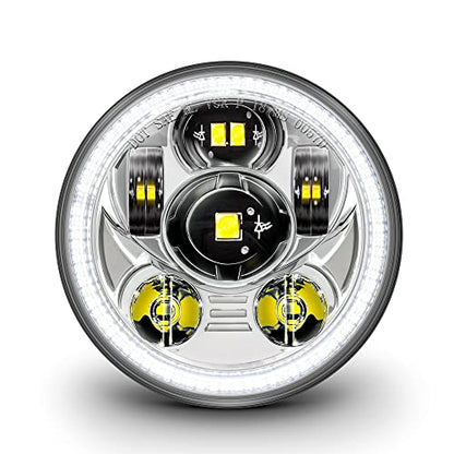 TRUE MODS 5.75 Inch LED Headlight for Harley Davidson Halo DRL Round - color: Chrome, size: HALO