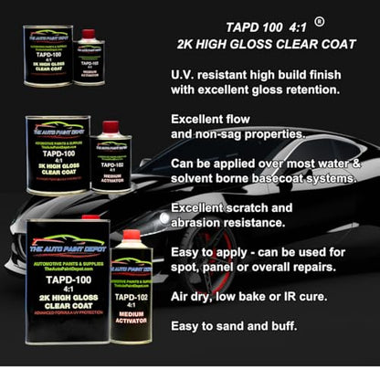Auto Paint Depot Touch Up Paint - High Gloss Clear Coat -Made in the USA (4:1 Quart with Medium Activator)