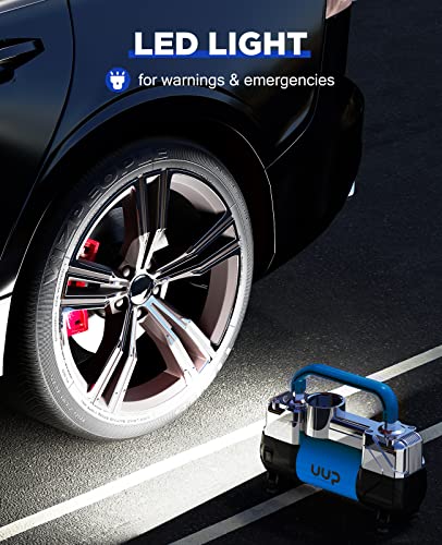 UUP Portable 12V Air Compressor, 150 PSI Tire Inflator with Dual Cylinders - color: Blue1