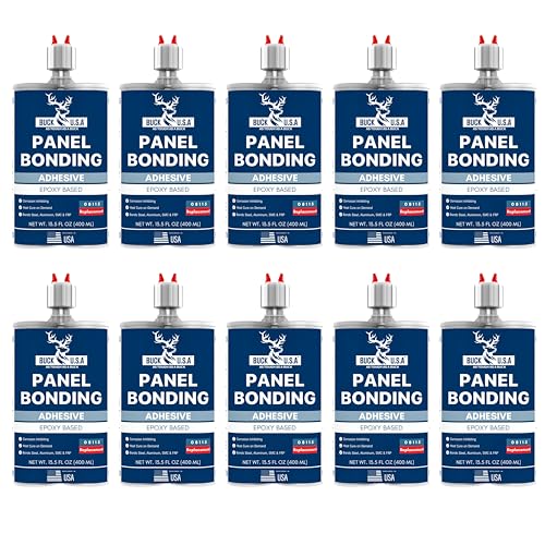 10 Pack Buck Panel Bonding Adhesive, Two-Part Epoxy, 400 ml/13.5 fl oz Cartridge, 08115 Replacement, Heavy Duty Metal Glue for Automotive Use, Bonds w/Steel, Aluminum, Plastic, OEM Recommended, Black - size: Panel Bond (400ml), style: 10 Pack