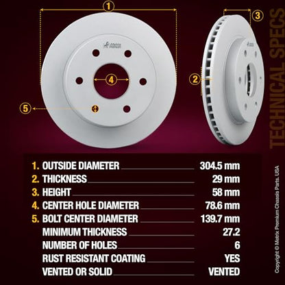 Metrix Premium Chassis Parts 304&330mm F/R Brake Rotor Kit Fits Cadillac - size: 96332MT
