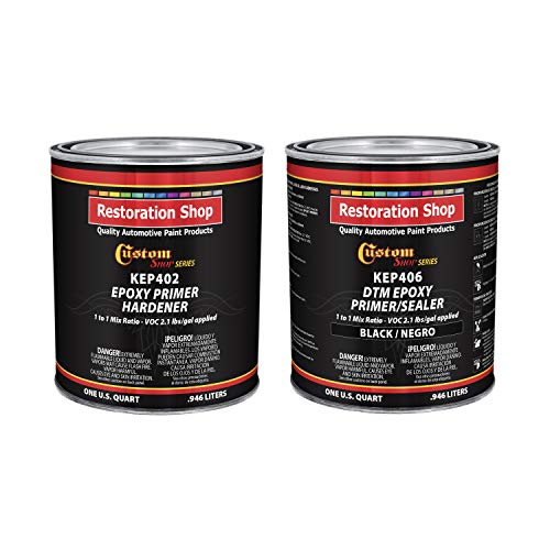Custom Shop, Black DTM Epoxy Primer/Sealer 2.1 VOC, 1:1 Mix, 1/2 Gallon Kit - color: Black, size: 32 Fl Oz (Pack of 2)