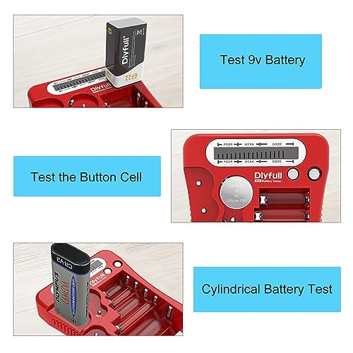 Dlyfull Battery Tester for AA AAA C D 9V 1.5V/3V Button, Batteries Checker