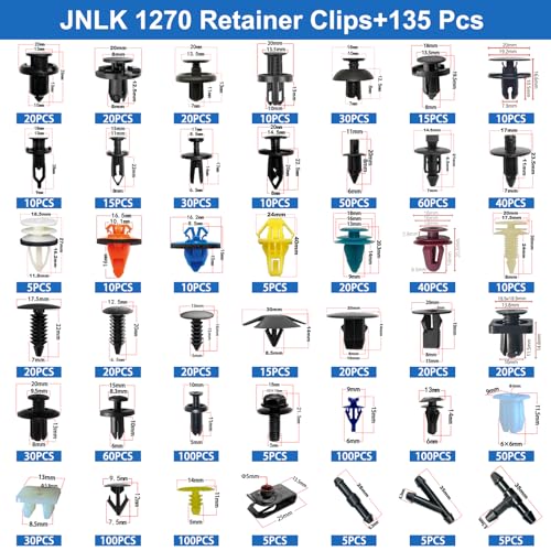 JNLK 1405Pcs Car Push Retainer Clips Body Clips Plastic Fasteners Kit - color: red