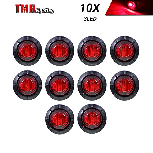 TMH (10 Pcs 3/4 Inch Mount Red LED Clearance Markers Bullet Marker lights, side marker lights, led marker lights, led side marker lights, led trailer marker lights, rv marker lights - color: 10pcs Red