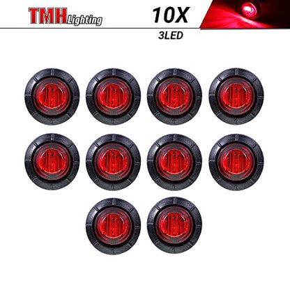 TMH (10 Pcs 3/4 Inch Mount Red LED Clearance Markers Bullet Marker lights, side marker lights, led marker lights, led side marker lights, led trailer marker lights, rv marker lights - color: 10pcs Red
