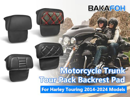 Chopped & Razor & King Tour Pack Trunk Backrest Pad Fit for Harley Street Glide FLHX Road Glide FLTRX Road King FLHR Electra Glide FLHT Tri Glide 2014-2023 Touring Models(Woven Pattern) - color: Black Woven Pattern Style