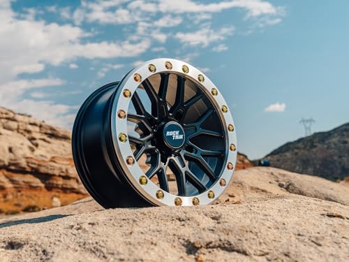 RockTrix RT104BL 15x7 Beadlock ATV UTV Wheel 4x156 4+3 Offset Black - 1pc - size: 15x7 (4+3)