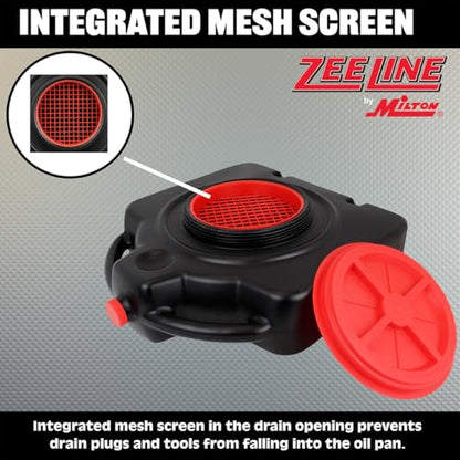 Zeeline By Milton ZE700, Oil Change Pan, With Filter Drain Screen, 15 Quart, Oil Collection Pan, Lightweight, Oil Pan with 8” Drain Opening, Pour Spout for Easy Transport