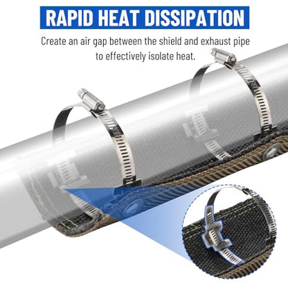Titanium Pipe Shield, 4" x 8" Exhaust Heat Shield with Gloves - size: 4" x 8"
