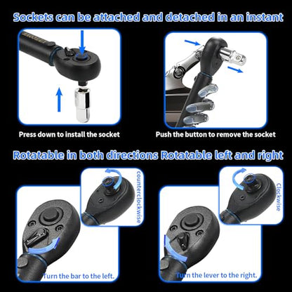1/4-Inch Drive Click Torque Wrench Set 33Pcs 20-240IN.LB/2.3-27.1Nm - size: 1/4'' DR., style: 20-240IN.LB 33pcs(Blue)