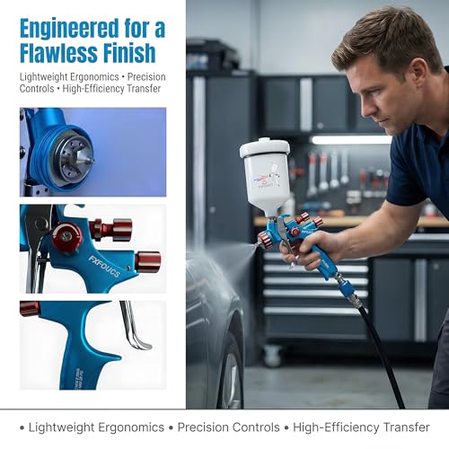 HVLP Air Spray Gun Kit 1.4mm, Professional Automotive Paint Sprayer - color: Blue-red, size: 1.4mm