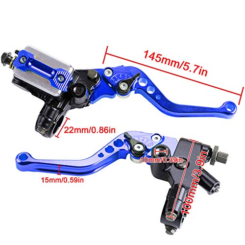 Universal Motorcycle 7/8" 22mm Handlebar Brake Master Cylinder Clutch Lever CNC Left & Right Set Compatible with Harley Honda Kawasaki Suzuki Yamaha（ Piston Diameter 12.7mm (Blue) - color: Blue