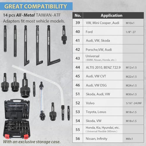 FIRSTINFO 6L Pneumatic ATF Refill Pump with 14 Filler Adapters - size: 6 Liter w/14pcs Adapter