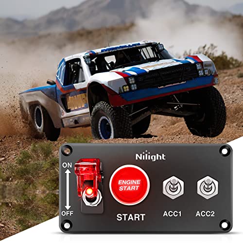 Nilight Ignition Switch Panel with Engine Push Button 12V 4 in 1 - color: Red 4 in 1 Panel