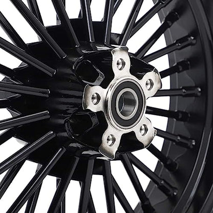 TOFR 16x3.5 16x3.5 Fat Spoke Wheels Black For Harley Softail Slim 2012-2021 - size: Front:16x3.5 Rear:16x3.5