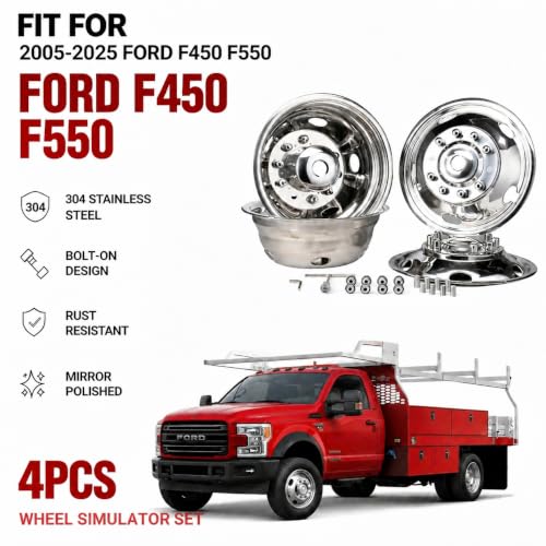 4X 19.5 Bolt On Dually Wheel Simulators Fit for Ford 2005-2025 F450 F550 - size: 19"#1