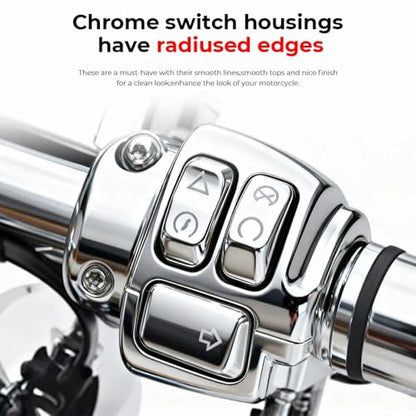 Motorcycle Handlebar Switch Housing Kit Fit for Harley 2014-later XL, 2012-2017 Dyna and 2011-2024 Softail (Chrome) - color: Chrome