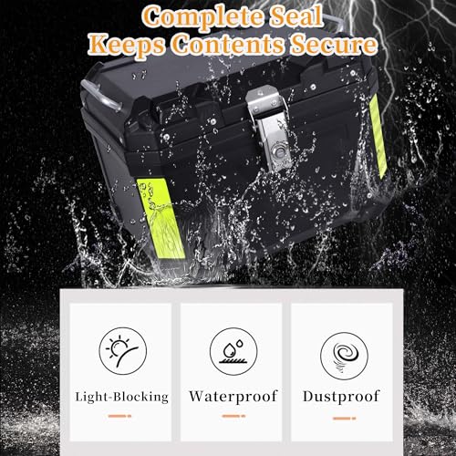 Motorcycle Top Case 45L Trunk Tail Box Bag Aluminum alloy handle with Leather Lining Anti-Theft with Lock & Back Cushion Waterproof Dustproof Easy Installation with Universal Bracket Black - color: Black（45L-Single Lock）