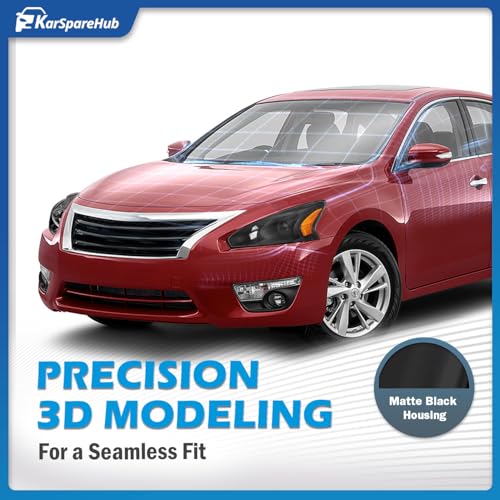Headlights W/Bulbs for 2013-2015 Nissan Altima 4-Door Sedan - color: Black | With High & Low Beam Bulbs