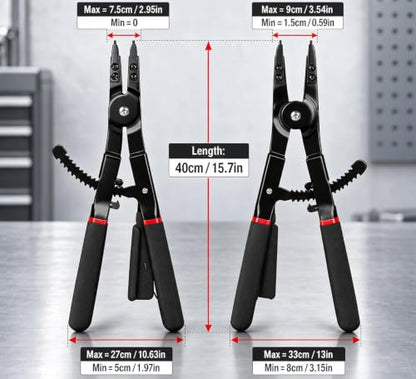 Watris Veiyi 2PCS Heavy Duty Circlip Pliers, 16" Snap Ring Pliers Set