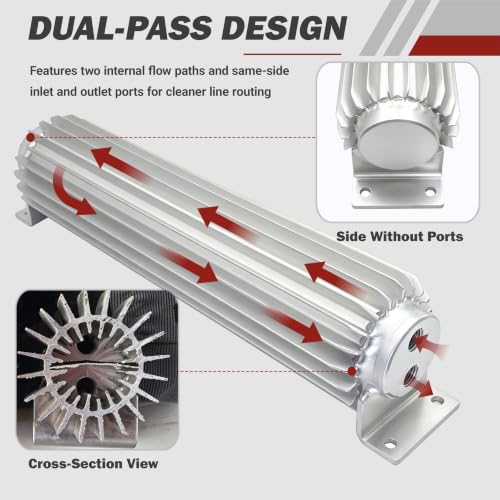 12'' Dual Pass Aluminum Finned Transmission Oil Cooler - color: Dual Pass, size: 12''
