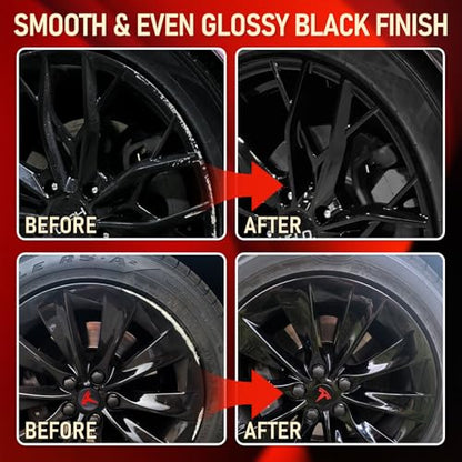 Gloss Black Rim Touch Up Paint, Rim Paint for Curb Rash & Scratch, Car Rim Curb Rash Repair Kit for Alloy, Enamel, Metal, Universal Black Automotive Touch Up Paint Pen (1 fl oz) - color: Gloss Black