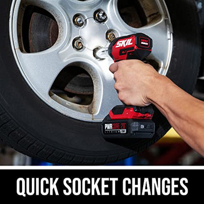 SKIL PWR CORE 20 Brushless 20V 3/8-Inch Compact Impact Wrench Kit with 3-Speed & Halo Light, Includes 2.0Ah Battery and PWR Jump Charger - IW6739B-10 - style: Impact Wrench Kit_compact