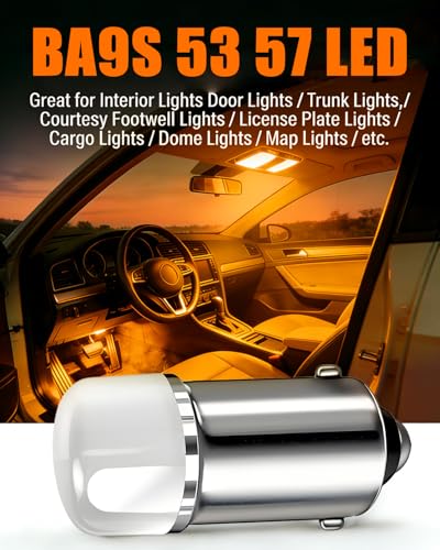 Qasim BA9S LED Bulb 1893 1895 53 57 T4W Amber 12V Car Light 10-Pack - color: Amber