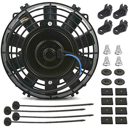 Aluminum 23 Row Automotive Engine Transmission Oil Cooler 12 Volt Electric Fan 6AN In-Line 180F Turn-On Hose Thermostat Temperature Switch Sensor Wire Kit Light Duty Truck Trailer Towing