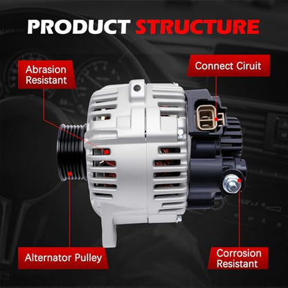 Alternator 11188 New 120A 12V for Santa Fe 2005-2006 V6 2.7L - size: 11188