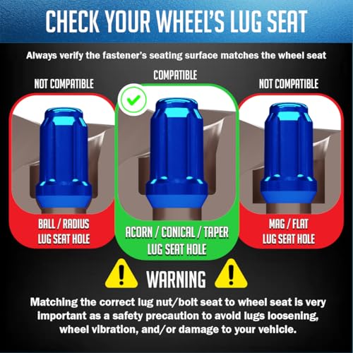 Wheel Accessories Parts 20 Pcs M12x1.25 12x1.25 Thread Car Spline 1.38" 35mm Long Lug Nuts Blue Spline Hex Fits Most Subaru Pass Cars ｜ Nissan Pass Cars - color: Blue, size: 20 Pcs, style: Spline