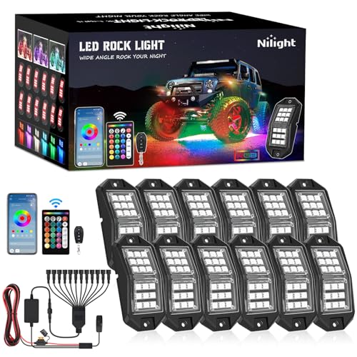 Nilight RGB LED Rock Lights Kit 12 PCS 18LED Wide Angle Wheel Well Light - color: RGB 18LED, size: 12 Pods