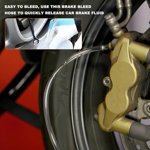 Sun Walker 2 PCS Brake Bleeder Hose, Hydraulic Brake Bleeder One Way Check Valve with Soft Tube & Clamp, Anti-Backflow Motorcycle Clutch Fluid Bleeding Hose Replacement Kit